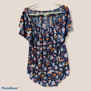 blue floral print shirt